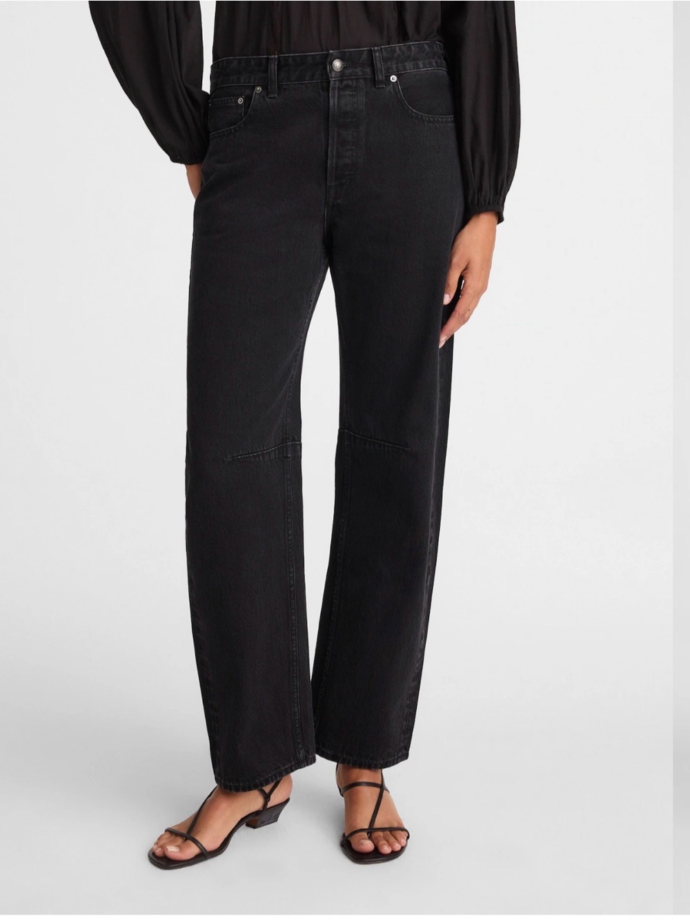 ✨NWOT Madewell The Darted Barrel-Leg Jeans Black Size 30
